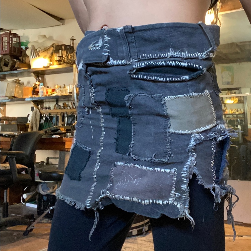 Crust Punk Patch Mini Skirt, Hand Made Hand Sewn. Punk/metal skirt, goth.